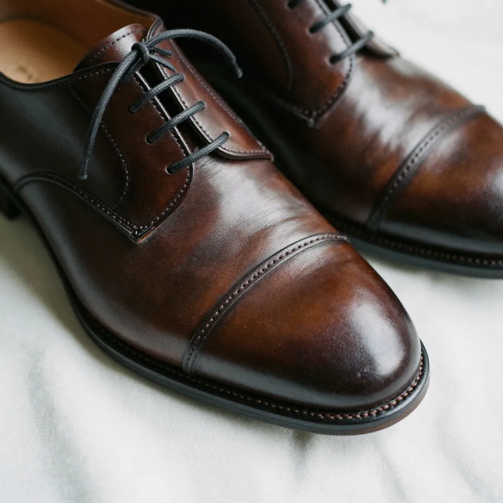 Calzado de cuero premium en detalle